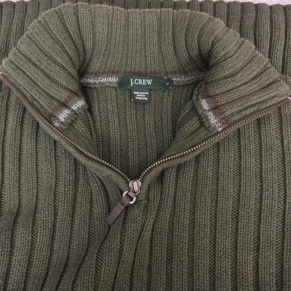 Vintage J. Crew Mens 1/4 Zip Sweater Jumper Rifled Fisherman Green Size‎ Large